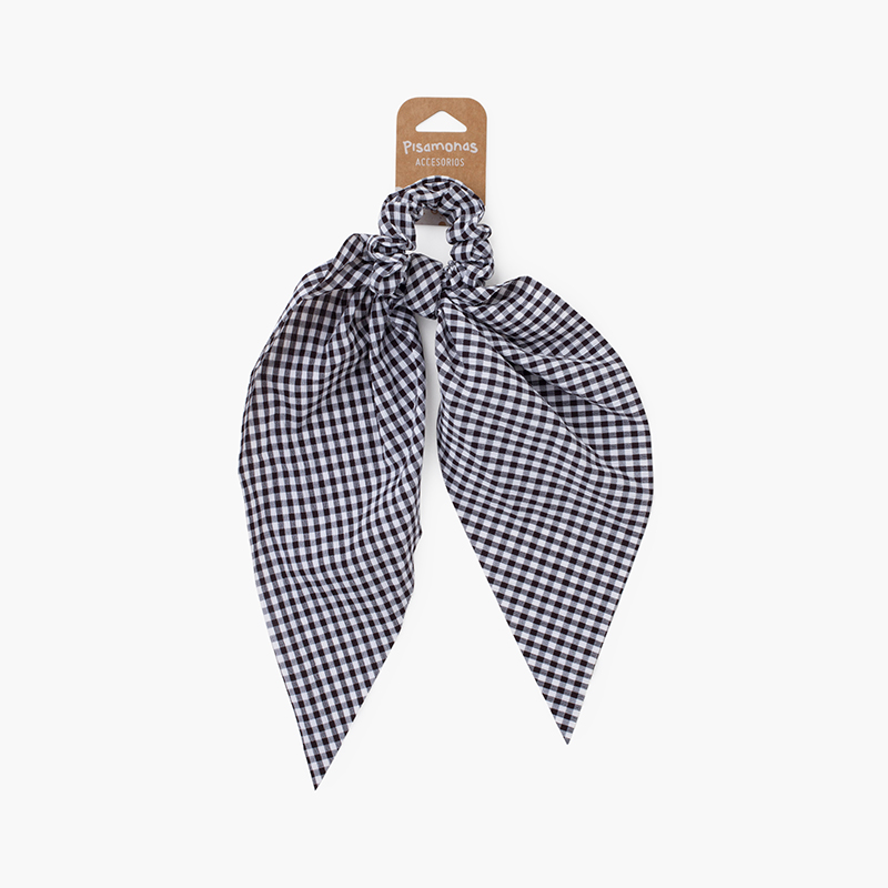 Elástico scrunchie laços vichy Preto