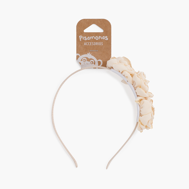 Bandolete flores rebordos queimados Bege