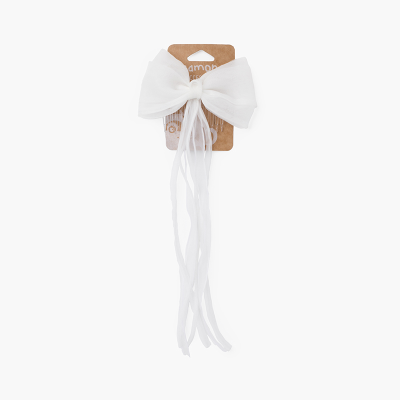 Gancho pente laço organza fitas Branco sujo