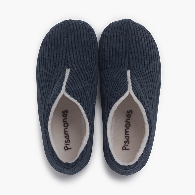 Pantufas fechadas de bombazine Azul