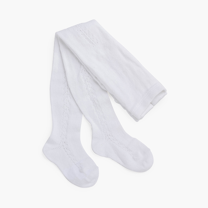 Collants algodão quente croché lateral Branco