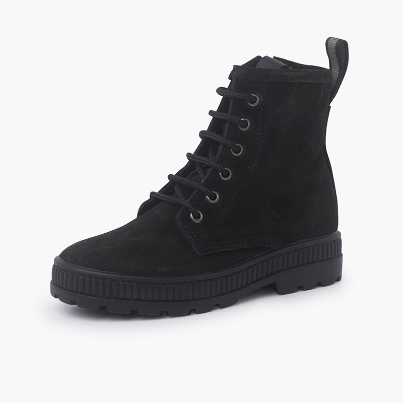 Botas camurça estilo militar crianças Preto