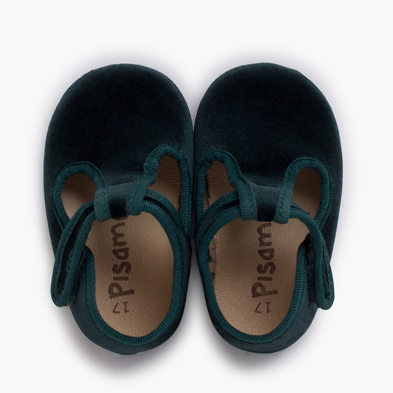 Pepitos bebé veludo fecho aderente Verde