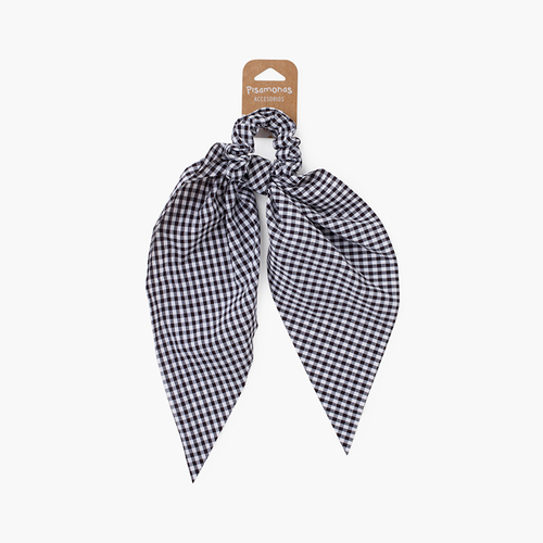 Elástico scrunchie laços vichy Preto
