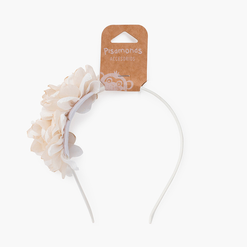 Bandolete fina flores Branco e Bege