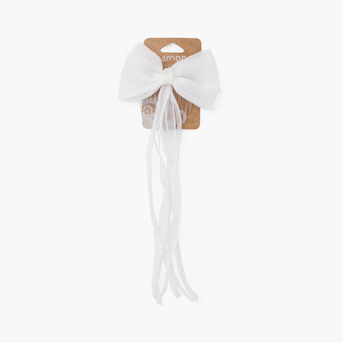 Gancho pente laço organza fitas Branco sujo