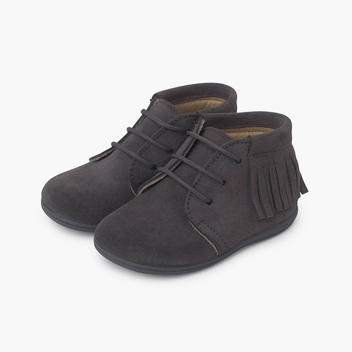 Botas franjas atacadores primeiros passos Cinzento