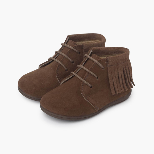 Botas franjas atacadores primeiros passos Taupe