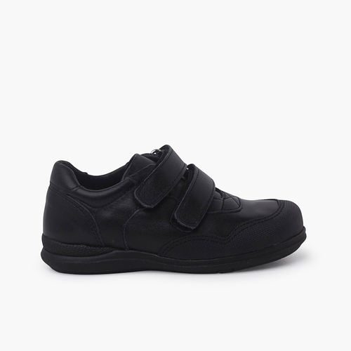 Sapatos escola biqueira reforçada duplo fecho Preto