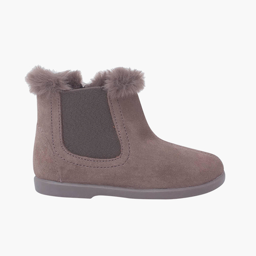 Botins tipo Chelsea menina com rebordo pelinho Cinzento