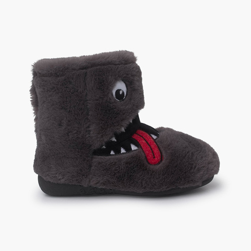 Pantufas bota inverno desenho monstro Cinzento