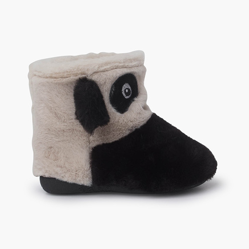 Pantufas bota panda crianças Preto e Branco