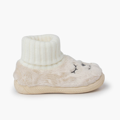 Pantufas ursinho pelo suave meia Cru