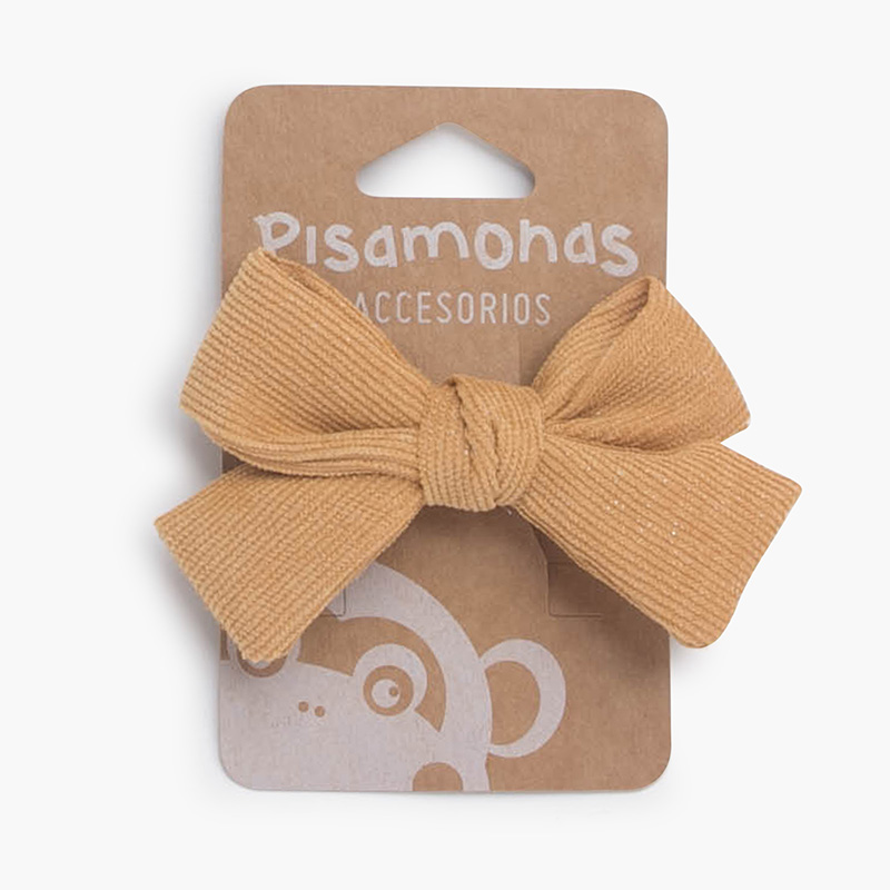 Laço micro-bombazine fecho bico pato Mostarda