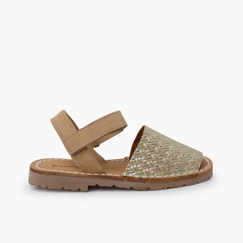 Menorquinas efeito trançado metalizado Ouro