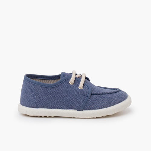 Sapatos de vela lona eco sola branca Azul Jeans