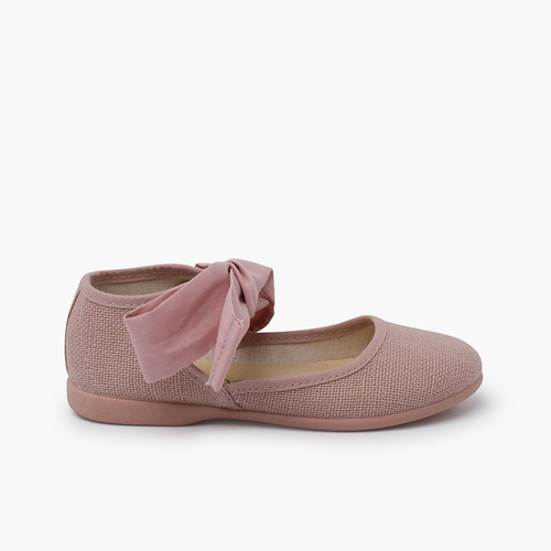 Merceditas decotadas com laço tornozelo Rosa Velho