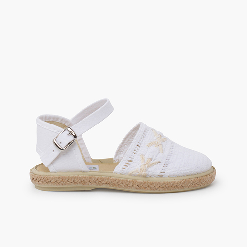 Alpercatas tira bordada fivela Branco