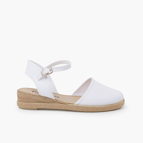Alpercatas cunha fecho pulseira fivela Branco