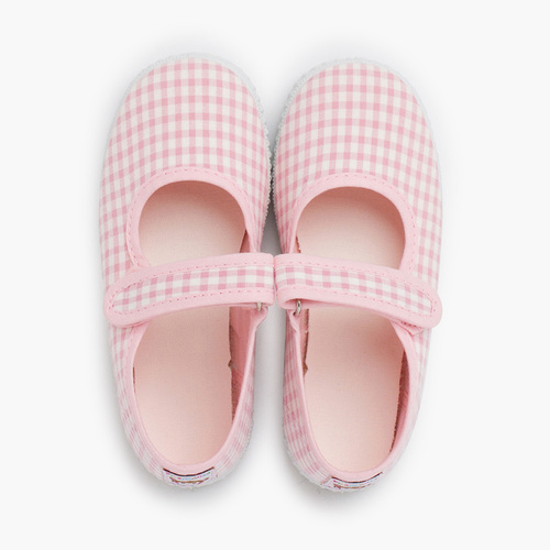 Merceditas sapatilha vichy tira aderente Rosa