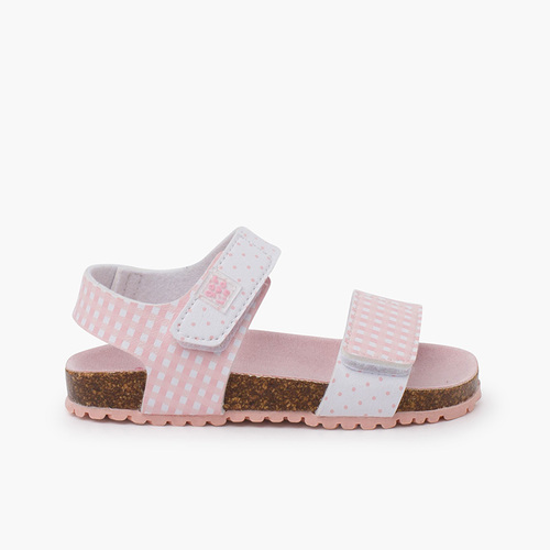 Sandálias bio menina vichy Rosa