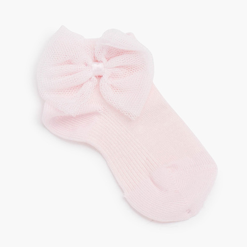 Meias tornozelo laço tule Rosa
