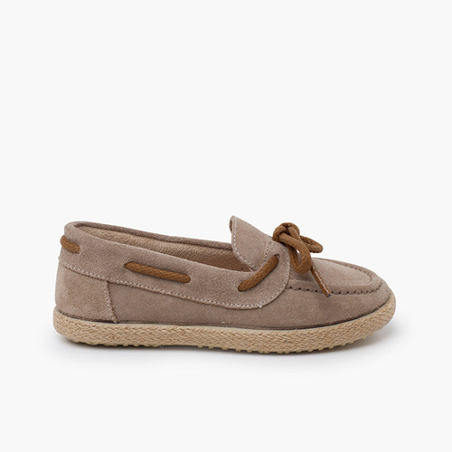 Mocassins camurça atacador sola juta Taupe