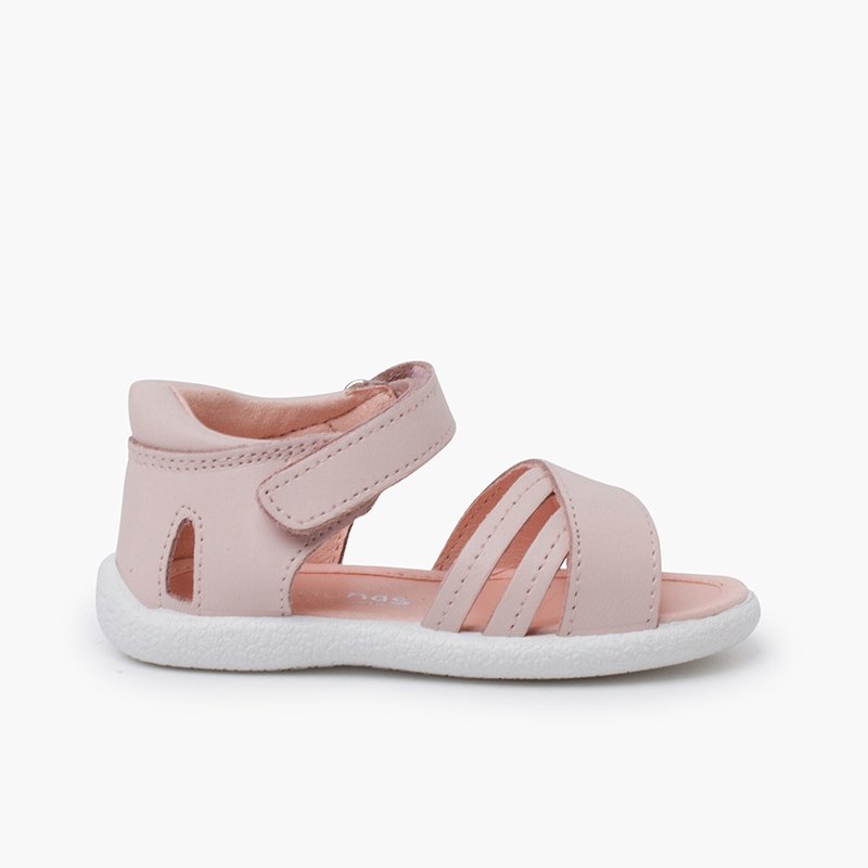 Sandálias primeiros passos tiras cruzadas Rosa