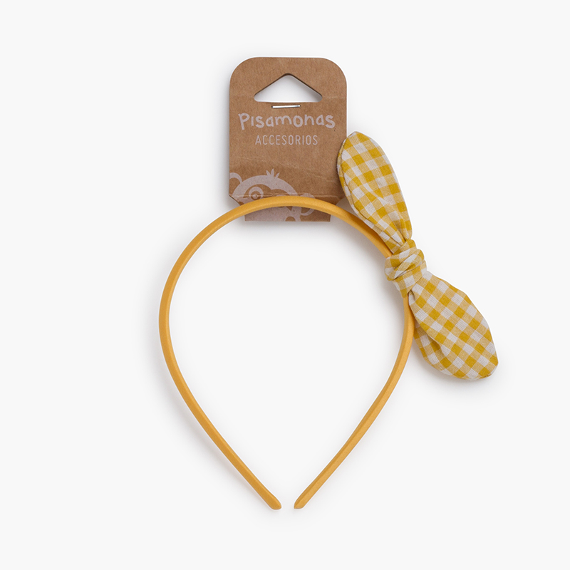 Bandolete laço orelhinhas vichy Mostarda