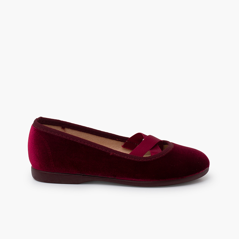 Sabrinas veludo tipo ballet Bordeaux