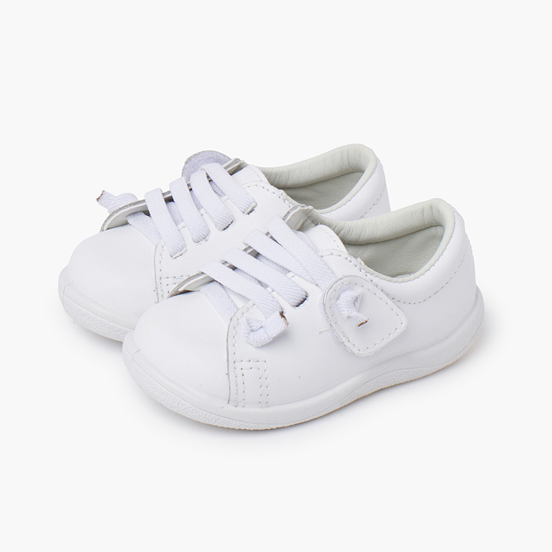 Sapatilhas pele lavável atacadores elásticos Branco