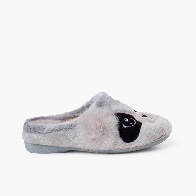 Pantufas tipo chinelo panda Cinzento