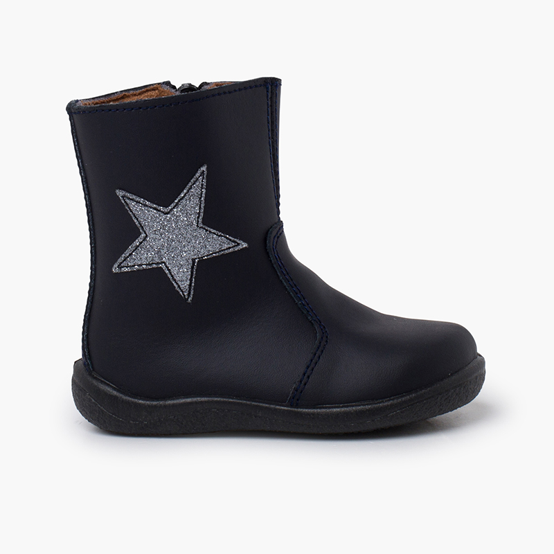 Botas menina estrela pele lavável Azul Marinho