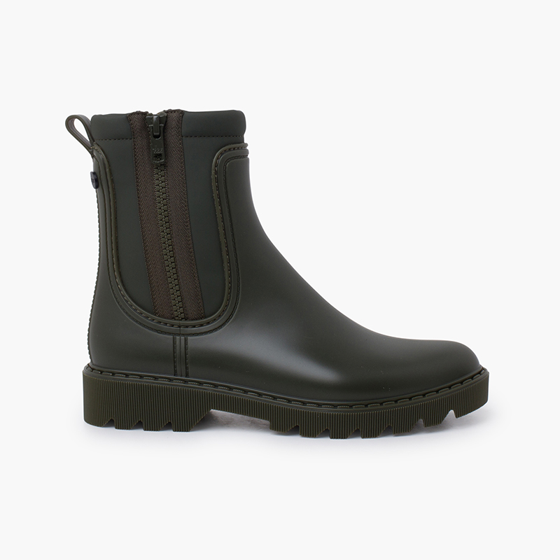 Galochas botim mulher forro suave interior Caqui