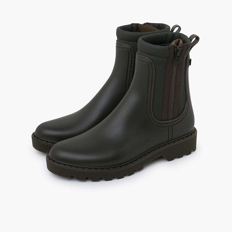 Galochas botim mulher forro suave interior Caqui