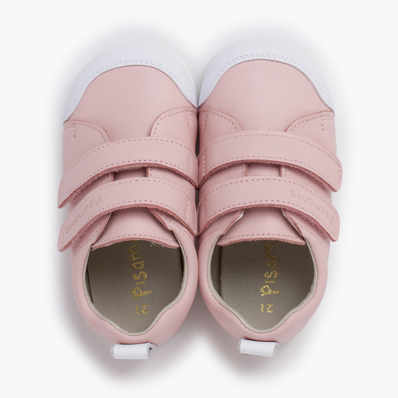 Sapatilhas suaves pele duplo fecho aderente Rosa