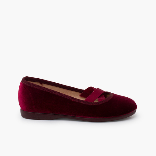 Sabrinas veludo tipo ballet Bordeaux