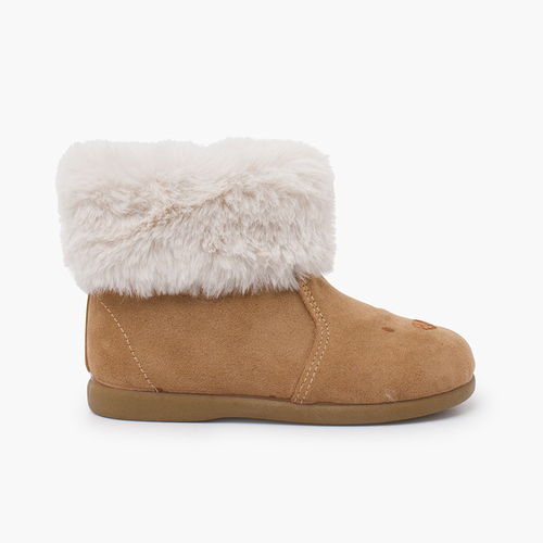 Botas ursinho cano pelinho Areia