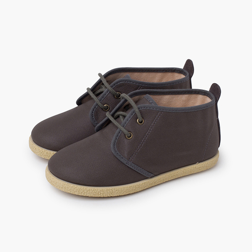 Botinhas couro vegan atacadores Cinzento
