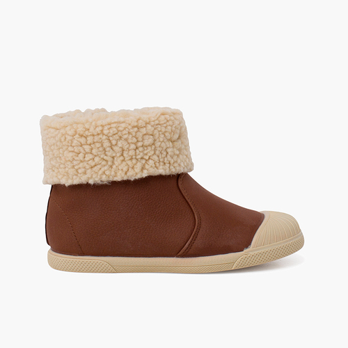 Botas couro vegan fecho-éclair Castanho
