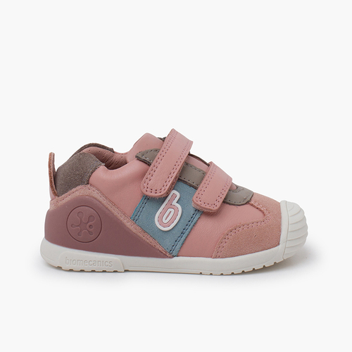 Sapatilhas menina Biomecanics duplo fecho aderente Rosa