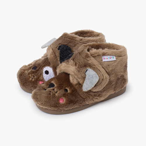 Pantufas bota animais pelinho Taupe
