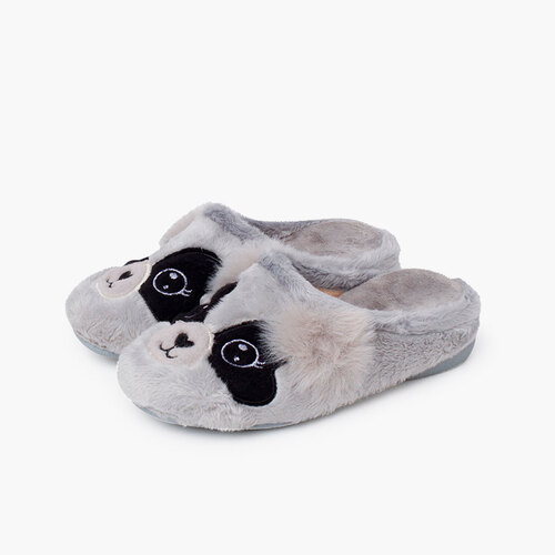 Pantufas tipo chinelo panda Cinzento