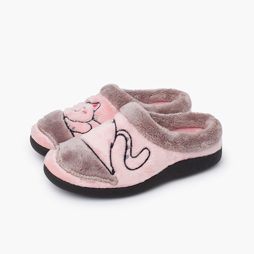 Chinelos de quarto bicolor gato Rosa