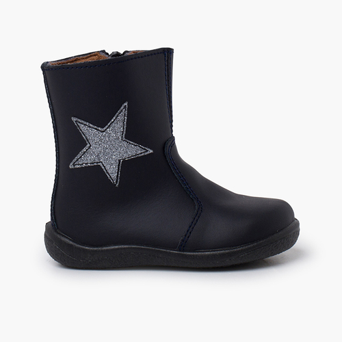 Botas menina estrela pele lavável Azul Marinho