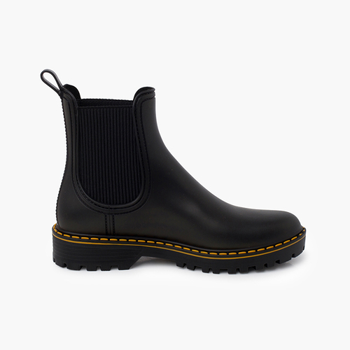 Botins galocha mate pespontos sola track Preto