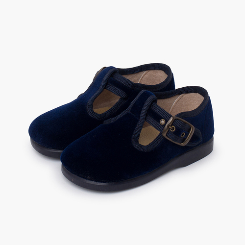 Pepitos veludo fivela Azul Marinho