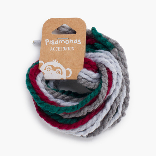 Cordões finos lã para o cabelo verde y burdeos