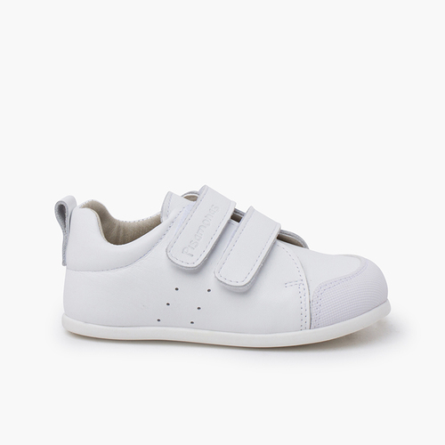 Sapatilhas suaves pele duplo fecho aderente Branco