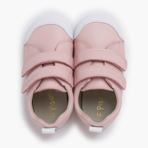 Sapatilhas suaves pele duplo fecho aderente Rosa